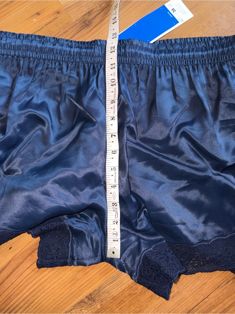 Adidas + ASOS Originals lace trim hem navy satin shorts L NWT - Picture 7 of 7